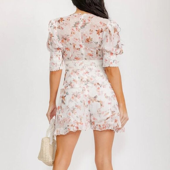 Ivory Blossom Floral Frills Romper - Picture 2 of 7